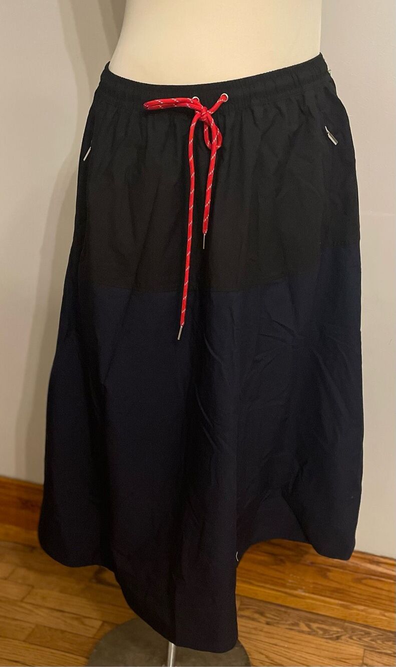 Free Assembly MIDI Tech Skirt Black Navy 4-6 S New